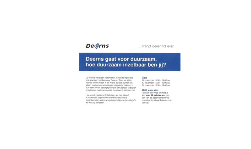 Ingenieursbureau Deerns zet de Werkbalansmeter in als voorbereiding op dialoogsessies duurzame inzetbaarheid 